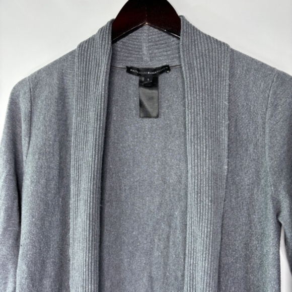 White House Black Market Women's Gray Shawl Collar Open Front Cardigan Size S - Picture 2 of 9